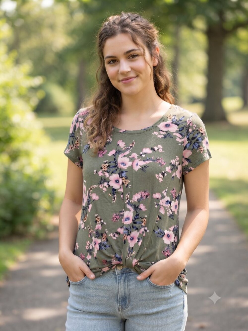 NWT Nine Britton Stitch Fix Floral Twist Front Top SP